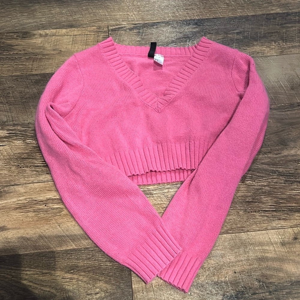Pink cropped sweater